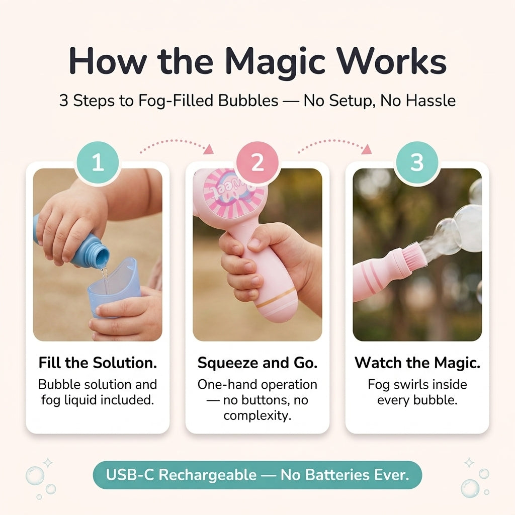 Magic Fog Bubble Machine – Elastic Bubble Wand with Smoke Effects for Kids & Parties