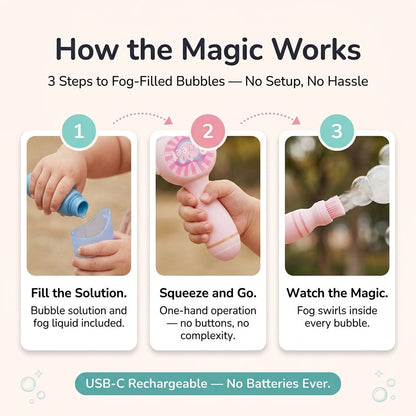 Magic Fog Bubble Machine – Elastic Bubble Wand with Smoke Effects for Kids & Parties