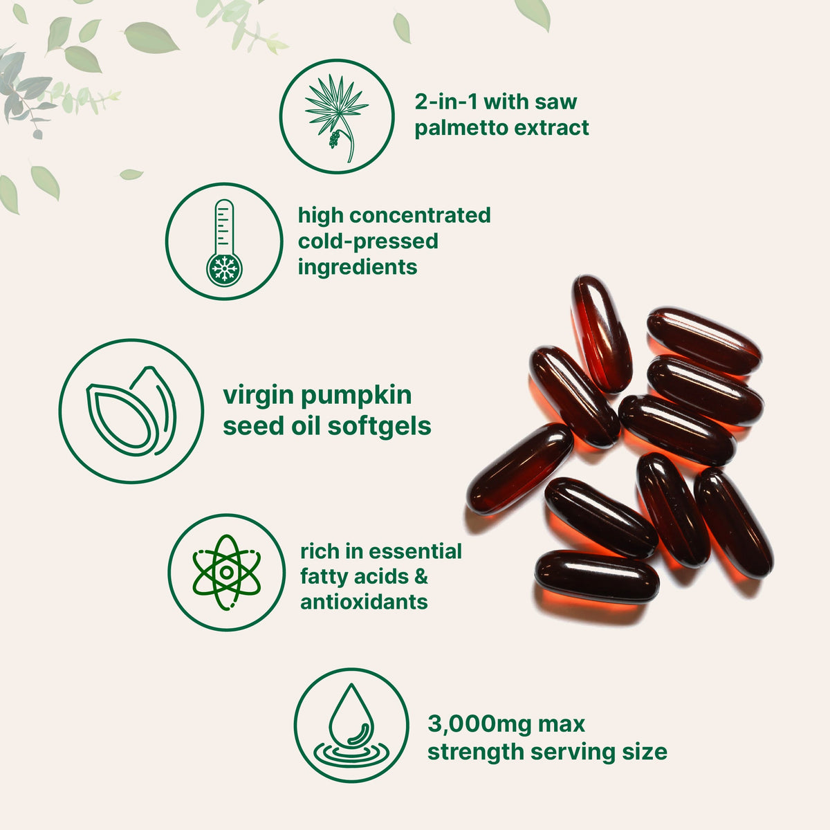 Capsule molli di olio di semi di zucca con serenoa repens e ingredienti micro
