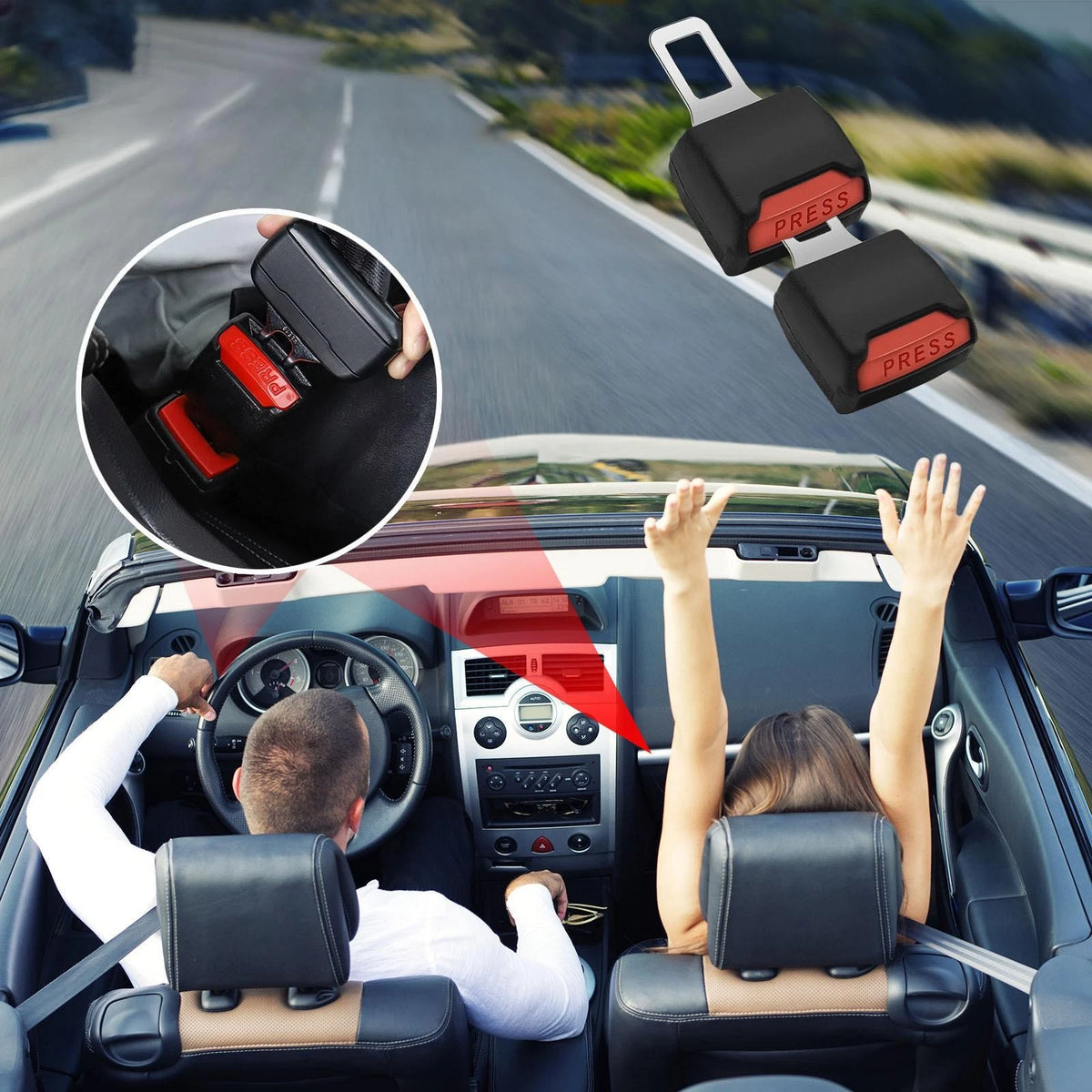 2PCS Car Seat Belt Extender – Thickened Safety Buckle, Easy Lock & Universal Fit