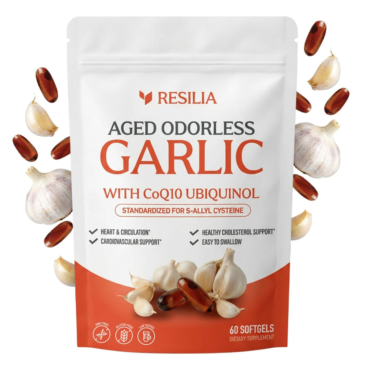 Garlic Extract 600mg Softgels (60 Count) – Odorless Aged Garlic Extract