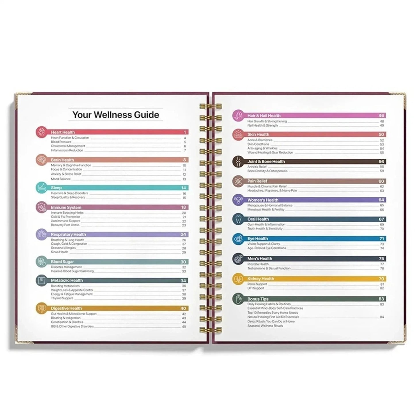 A természetes gyógyítás kézikönyve, spirálkötésű útmutató gyógynövényes gyógymódokhoz és természetes gyógymódokhoz