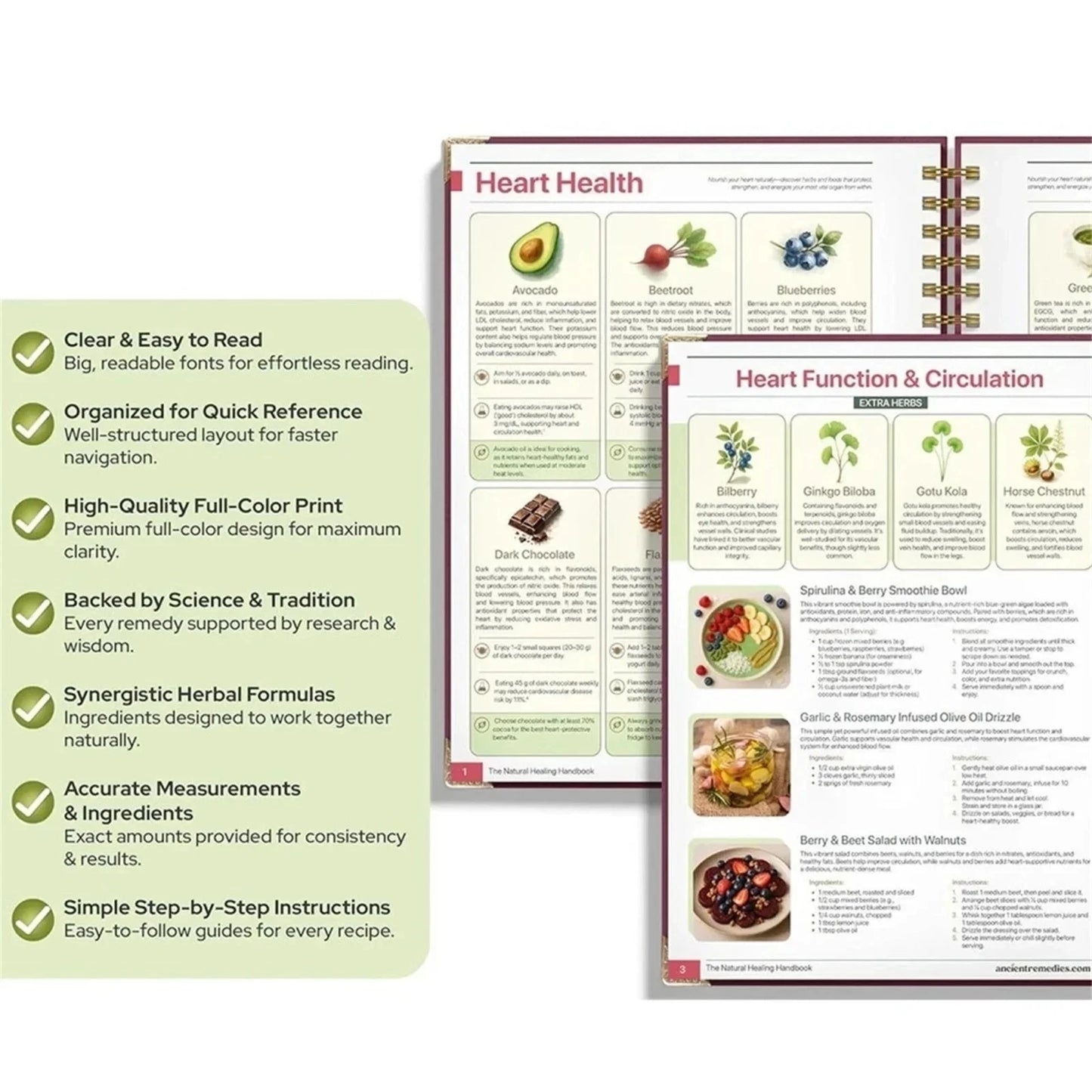 A természetes gyógyítás kézikönyve, spirálkötésű útmutató gyógynövényes gyógymódokhoz és természetes gyógymódokhoz