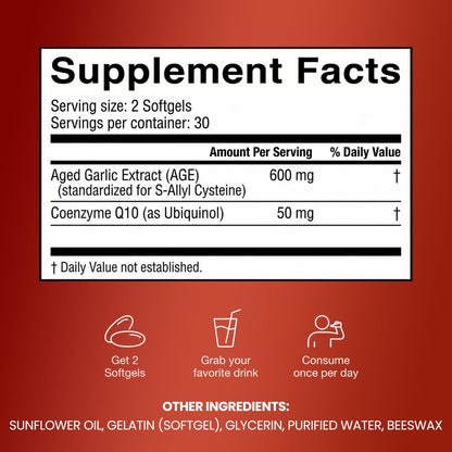 Garlic Extract 600mg Softgels (60 Count) – Odorless Aged Garlic Extract