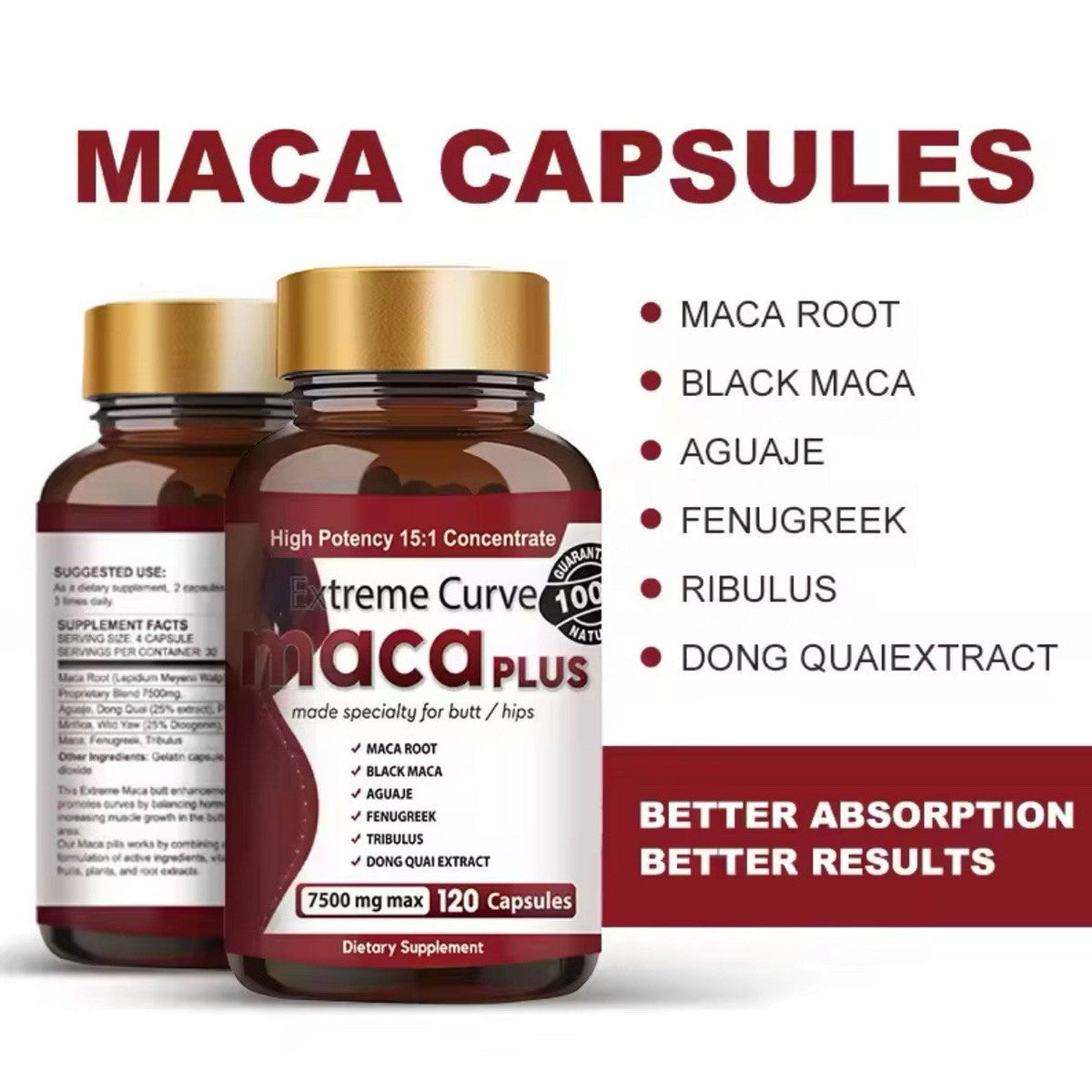 Maca Plus, Booty Curve, Maca Roots For Hips, Butt Enlargement, Hips, Butt