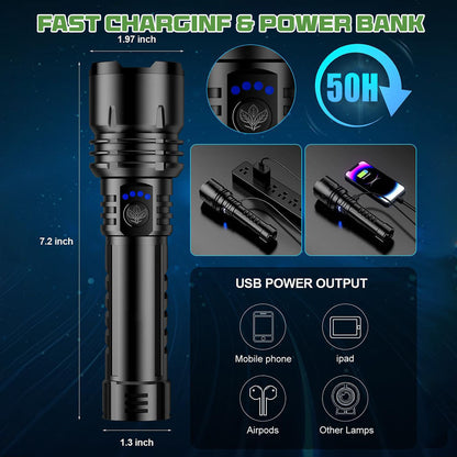 Super Bright Ultimate LED Tactical Flashlight, 80X Brightness, 50H Battery
