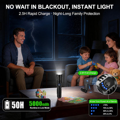 Super Bright Ultimate LED Tactical Flashlight, 80X Brightness, 50H Battery